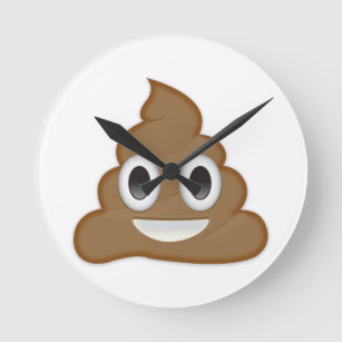 Pile Of Poo Emoji Round Clock