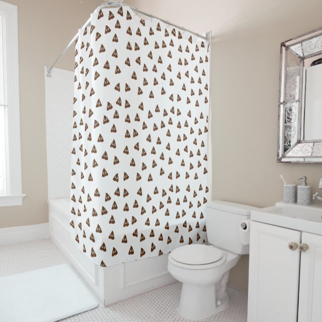 Pile of Poo emoji smiling poops Shower Curtain (In Situ)