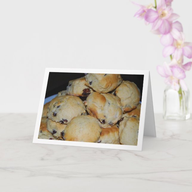 Pile of Raisin Scones on Plate Card (Orchid)