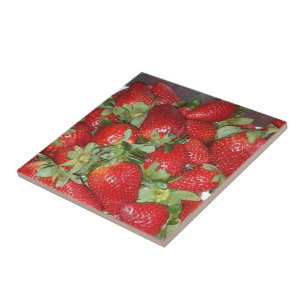 Pile of Red Juicy Strawberries Tile