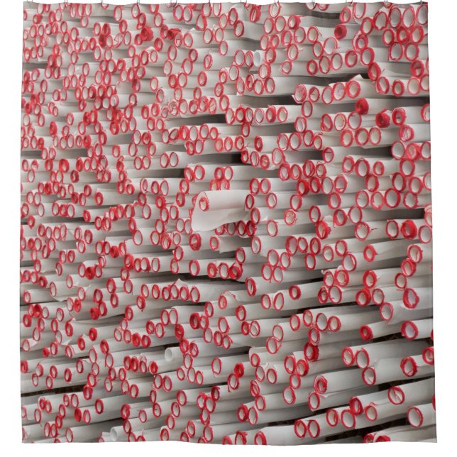 Pile of rolled papers shower curtain (Front)