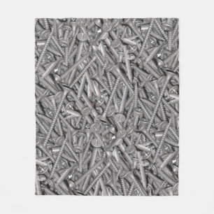 Pile of Silver Coloured Drywall Screws Fleece Blanket
