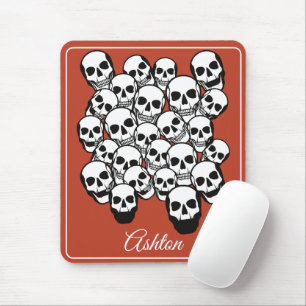 Pile of Skulls Burnt Amber Red Background Custom  Mouse Mat