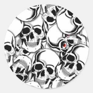 Pile of Skulls Red Eye ID222 Classic Round Sticker