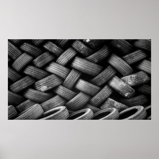 Pile tires rubber stacked used poster (Front)