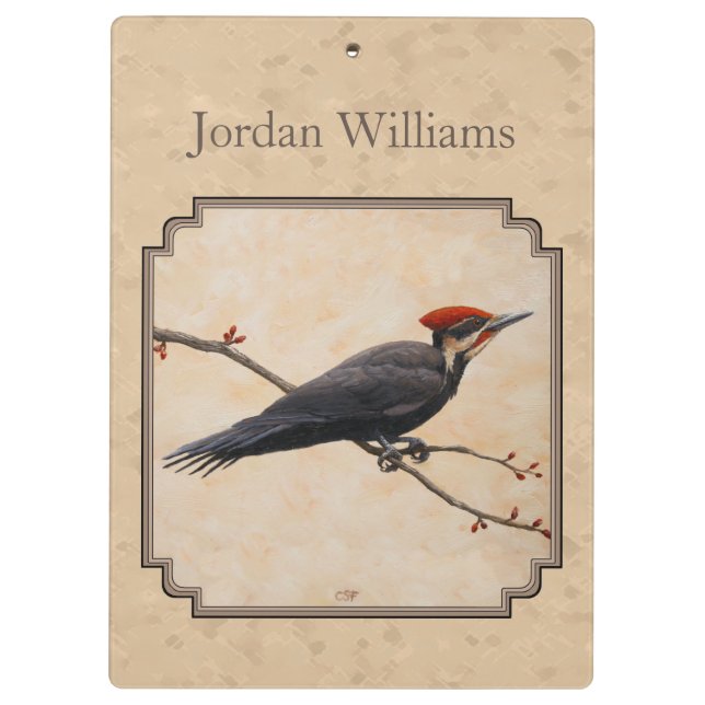 Pileated Woodpecker Tan Clipboard (Back)
