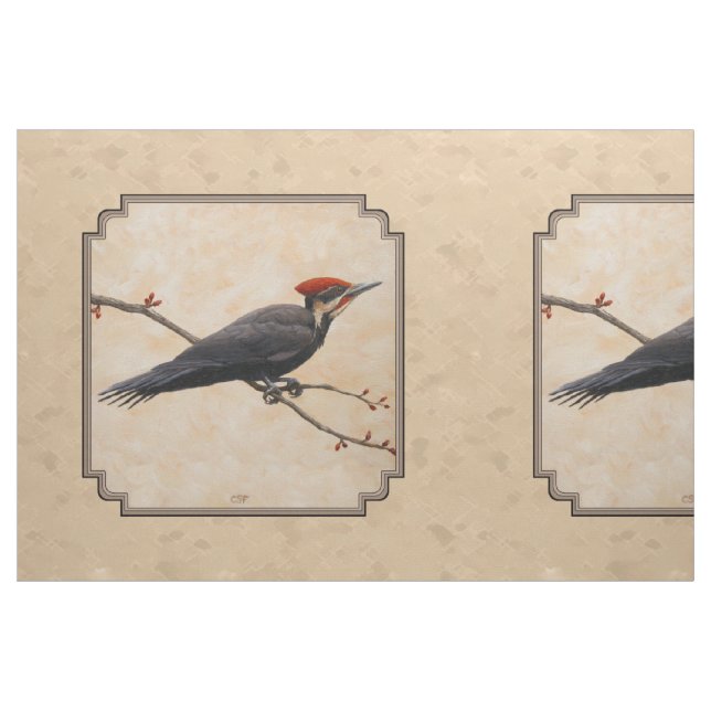 Pileated Woodpecker Tan Fabric (Fat Quarter)