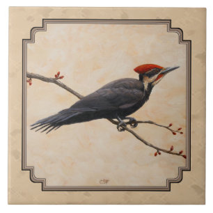 Pileated Woodpecker Tan Tile