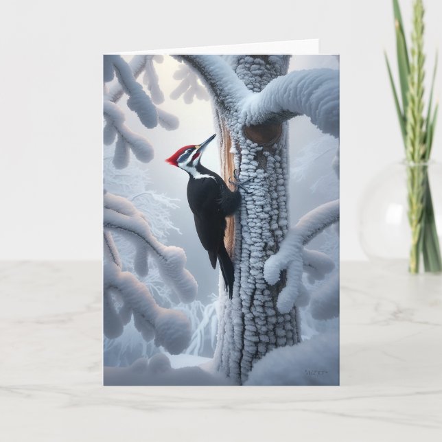 PILEATED WOODPECKER WINTER - WINTER WONDERLAND HOLIDAY CARD (Front)