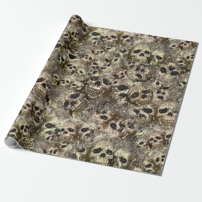 Piles of Skulls Wrapping Paper (Unrolled)