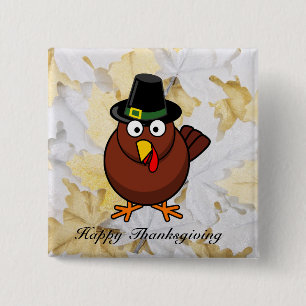 Pilgram Turkey Thanksgiving Button