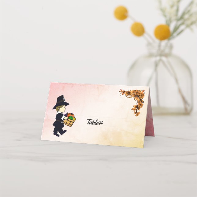 Pilgrim Boy Thanksgiving Place Cards (Front)