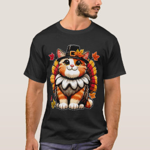 Pilgrim Cat in Turkey Disguise turkey costume Than T-Shirt