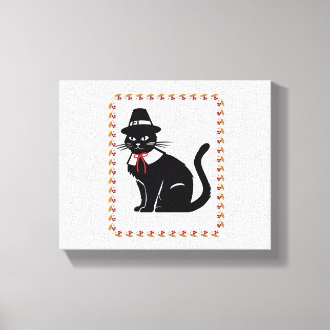 Pilgrim Cat Oversized T-Shirt Canvas Print (Front)