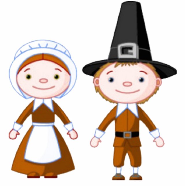 Pilgrim Couple Standing Photo Sculpture (Front)