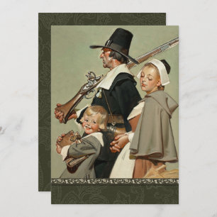 Pilgrim Family Thanksgiving Dinner Invitations