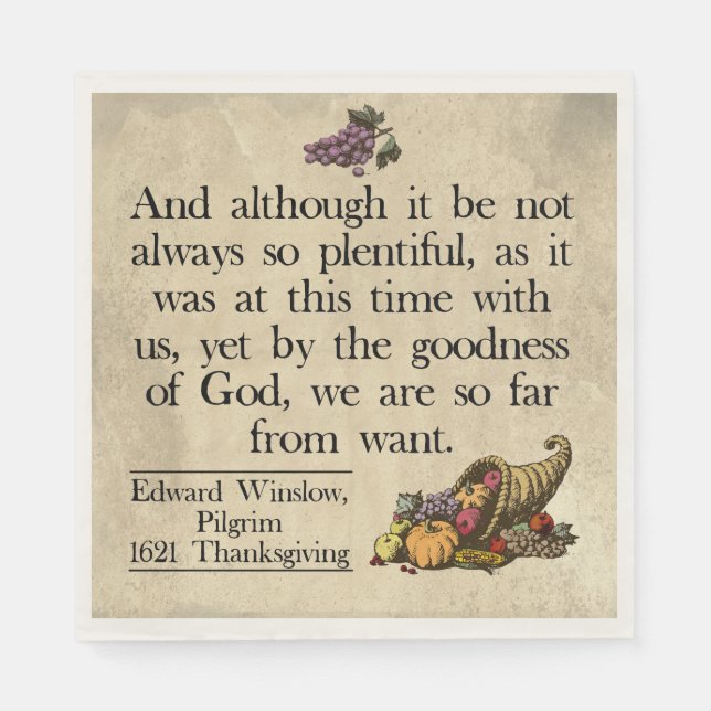 Pilgrim First Thanksgiving Acknowledgement Napkin (Front)