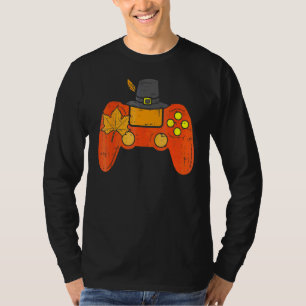 Pilgrim Game Controller Gamer Thanksgiving Fall Ga T-Shirt