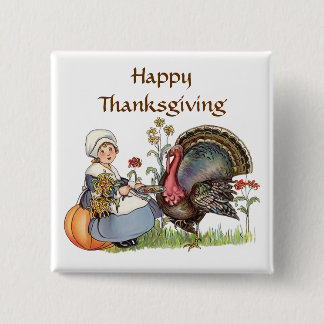 Pilgrim Girl - Customise text option 15 Cm Square Badge