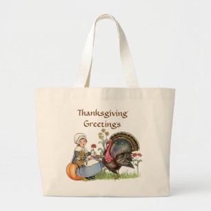 Pilgrim Girl - Customise text option Large Tote Bag