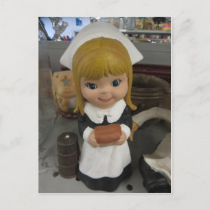 Pilgrim Girl Figurine Postcard