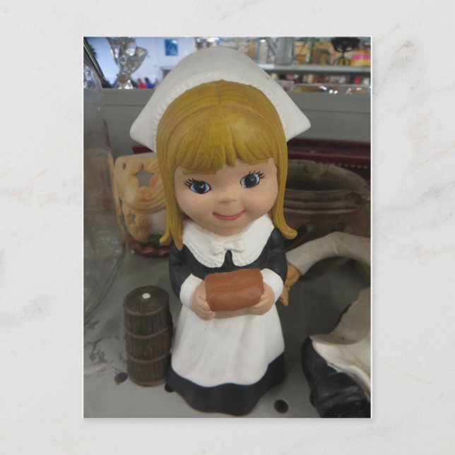 Pilgrim Girl Figurine Postcard (Front)