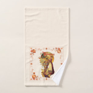 Pilgrim Girl Thanksgiving Hand Towel