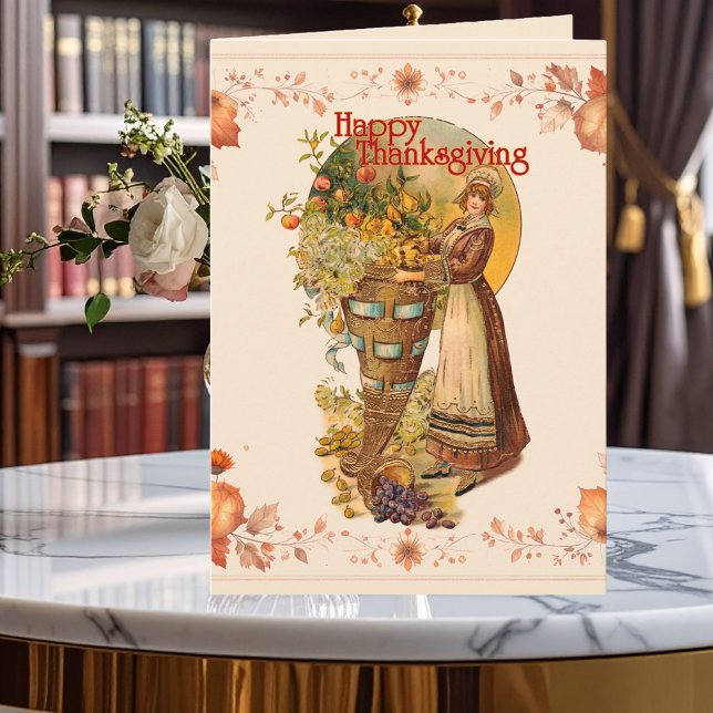 Pilgrim Girl Thanksgiving Thank You Card (Creator Uploaded)