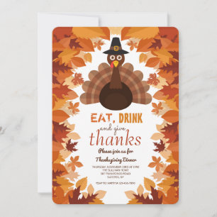 Pilgrim Hat Thanksgiving Dinner Invitation