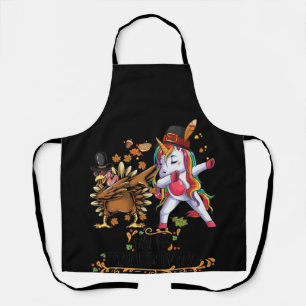Pilgrim Hat Turkey Unicorn Dabbing Thanksgiving Apron