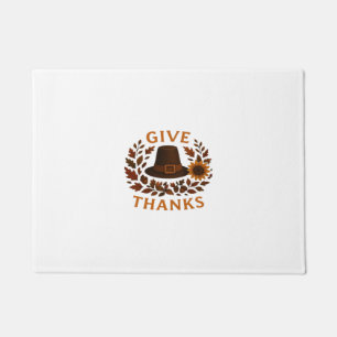 Pilgrim Hat with Autumn Wreath Classic T-Shirt.png Doormat