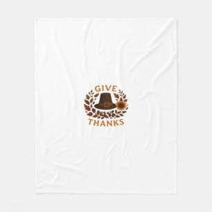 Pilgrim Hat with Autumn Wreath Classic T-Shirt.png Fleece Blanket
