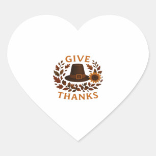 Pilgrim Hat with Autumn Wreath Classic T-Shirt.png Heart Sticker