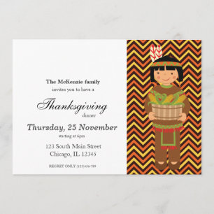Pilgrim Kids Thanksgiving dinner Invitation