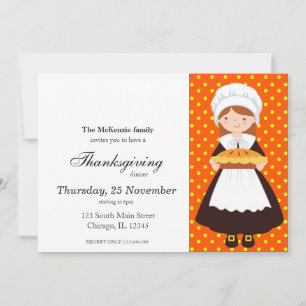 Pilgrim Kids Thanksgiving dinner Invitation