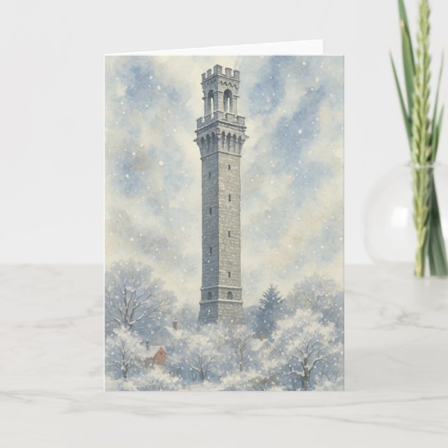 Pilgrim Monument in the Winter Holiday Card (Front)