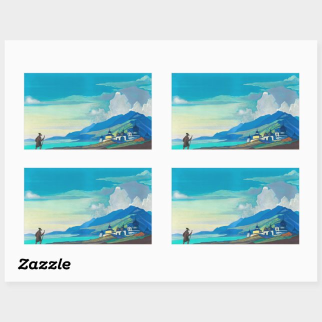 Pilgrim of the Radiant City by Nicholas Roerich Rectangular Sticker (Sheet)