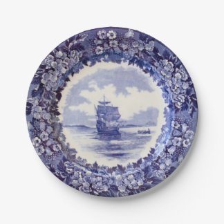 Pilgrim Paper Plates: Wedgwood Mayflower 7 inch. Paper Plate