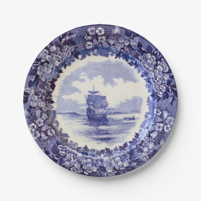 Pilgrim Paper Plates: Wedgwood Mayflower 7 inch. Plate (Front)