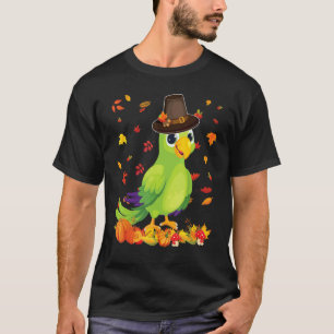Pilgrim Parrot Happy Thanksgiving Thankful Pumpkin T-Shirt