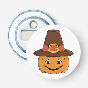 Pilgrim Pumpkin Grin Thanksgiving Bottle Opener