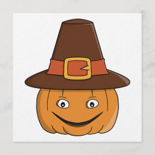 Pilgrim Pumpkin Grin Thanksgiving Invitation