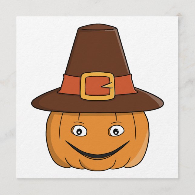 Pilgrim Pumpkin Grin Thanksgiving Invitation (Front)