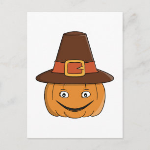 Pilgrim Pumpkin Grin Thanksgiving Invitation Postcard