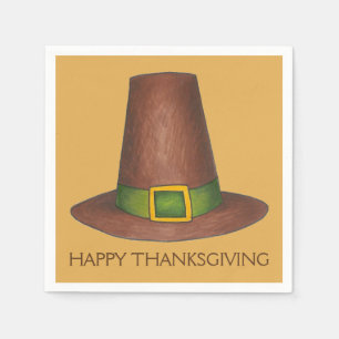Pilgrim Puritan Hat Happy Thanksgiving Autumn Fall Napkin