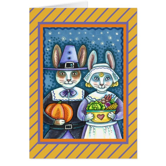 PILGRIM RABBITS, THANKSGIVING HARE'S HARVEST Blank (Front)