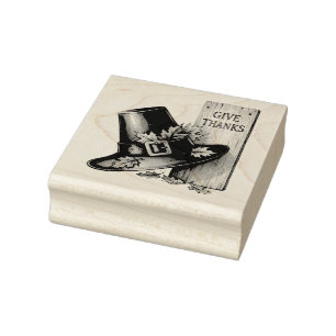Pilgrim’s Grace – Vintage Hat with “Give Thanks” Rubber Stamp