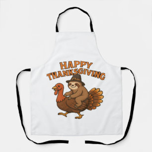 Pilgrim Sloth on Turkey Thanksgiving Classic T-Shi Apron