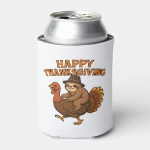 Pilgrim Sloth on Turkey Thanksgiving Classic T-Shi Can Cooler