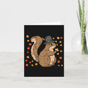 Pilgrim Squirrel Cute Thanksgiving Fall Autumn Ani Card